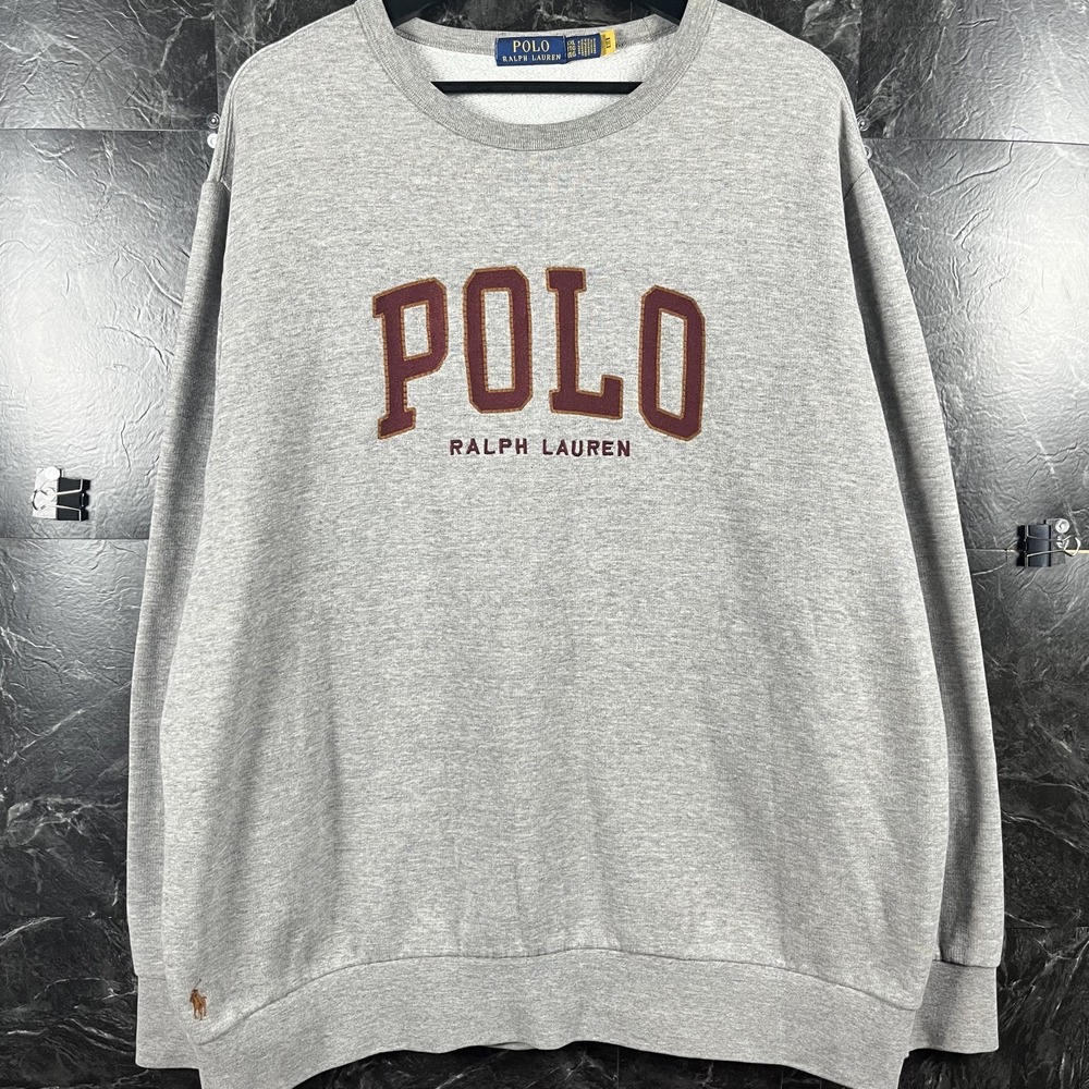 Polo Ralph Lauren Men's Grey Spell Logo Fleece Sweatshirt 2XL